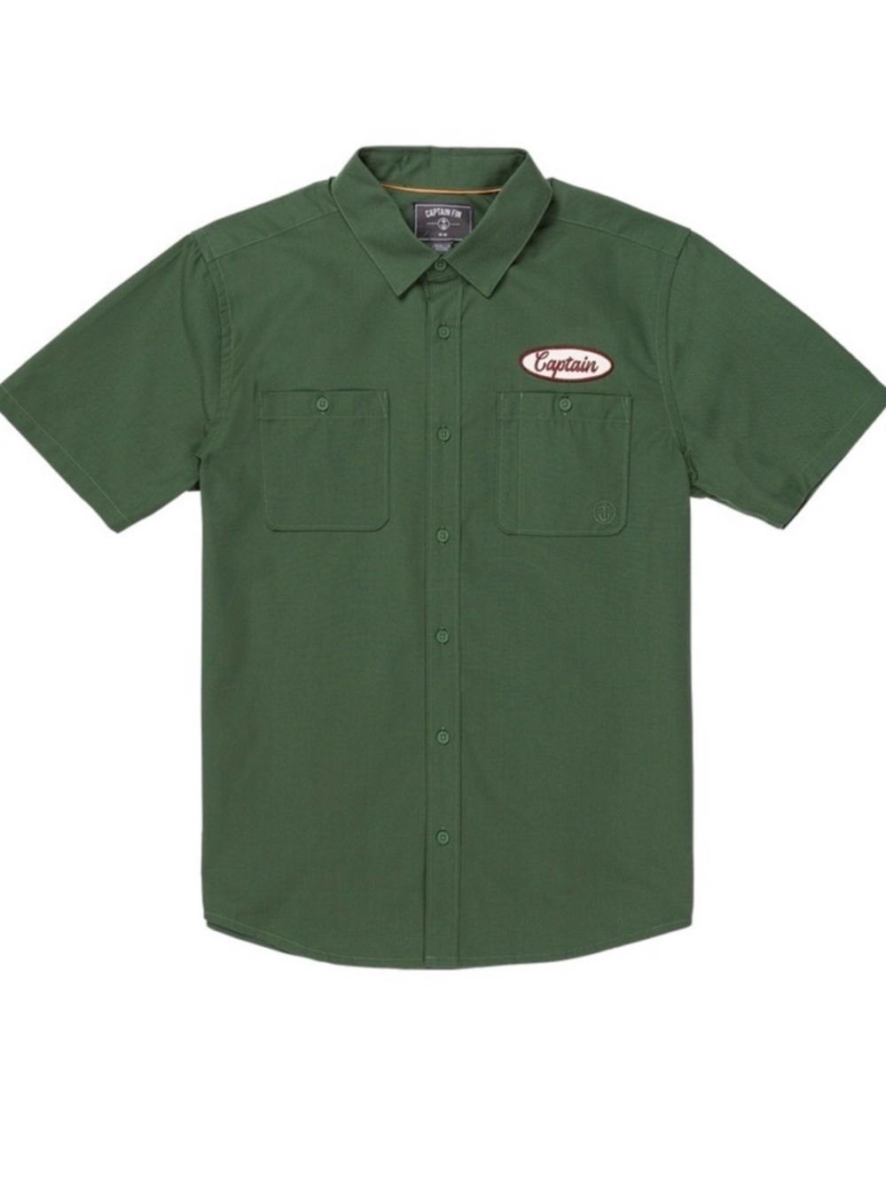 Captain Fin Gaslight Short Sleeve Button Up Shirt Green Mens Medium
